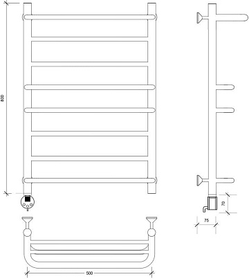 Полотенцесушитель электрический Secado Верона 2 80x50, черный, L