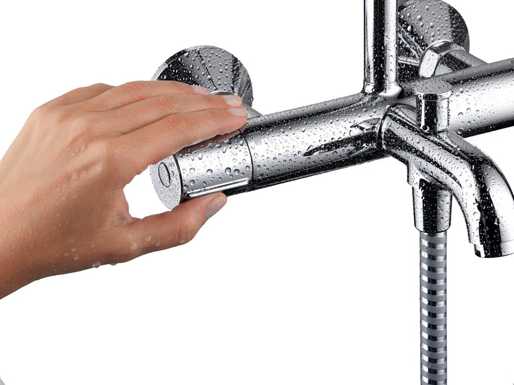 Душевая стойка Hansgrohe Vernis Shape 26284000 Showerpipe 230 1jet, с термостатом, хром Sancos — официальный сайт