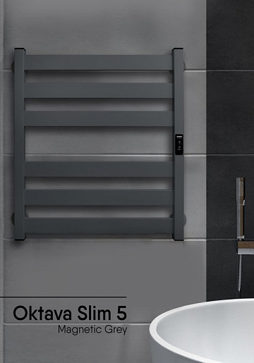 Полотенцесушитель электрический Indigo Oktava Slim 5 LСLOKS5E60-50MGRt серый