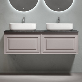 Тумба с раковиной Sancos Very 160 doha soft, столешница черный мрамор TT160A1X, раковина CN5043
