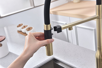 Смеситель для кухни Paulmark Magneto One Ma213188-LG, светлое золото