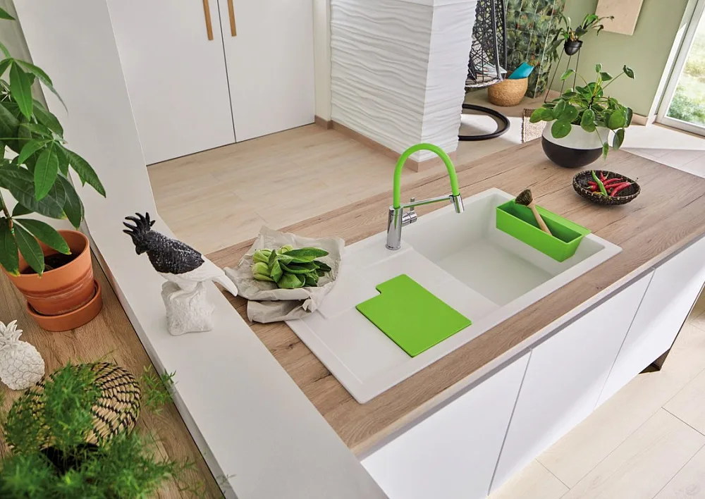 Смеситель для кухни Blanco Viu-S 524813 с гибким изливом, 4 цветных съемных шланга Sancos — официальный сайт