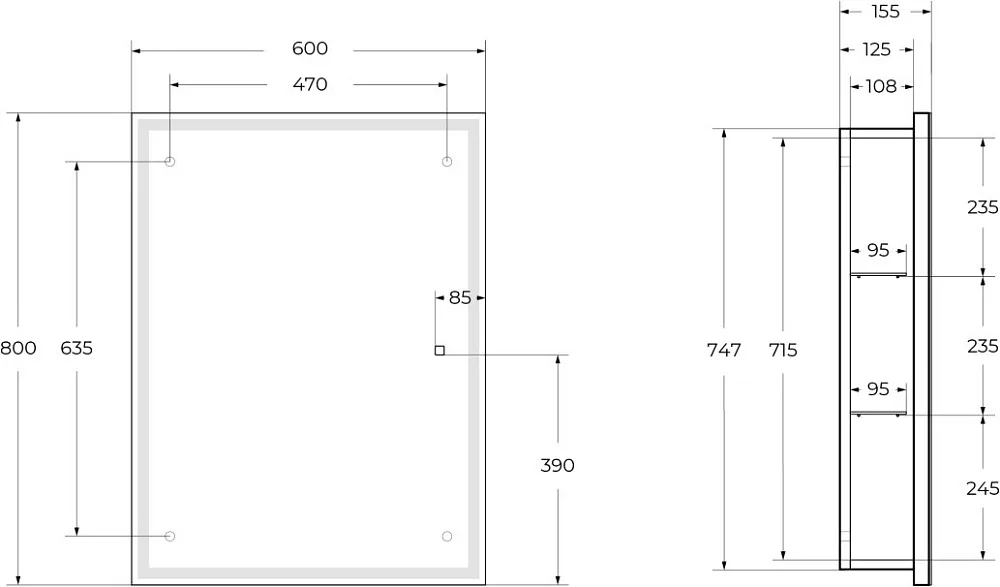 Зеркало-шкаф BelBagno 60x80 с подсветкой Sancos — официальный сайт