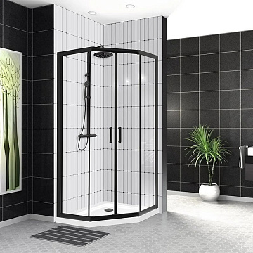 Душевой уголок BelBagno Uno 195 P 2 90 C Nero профиль черный, стекло прозрачное