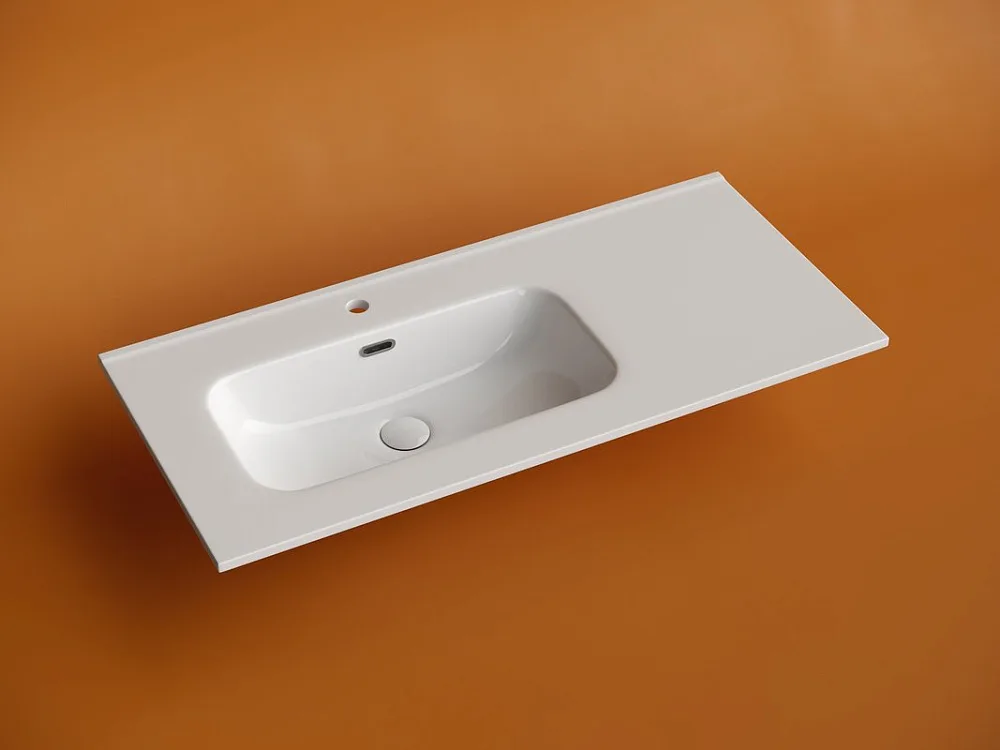 Мебельная раковина Ceramicanova Element прямоугольная 101 см с чашей слева с отверстием по Sancos — официальный сайт
