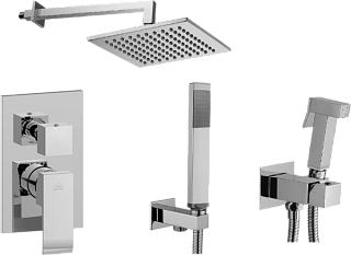 Комплект для ванной Paffoni Elle KITZEL018CR/M С ВНУТРЕННЕЙ ЧАСТЬЮ, верхний душ 20 см, хром