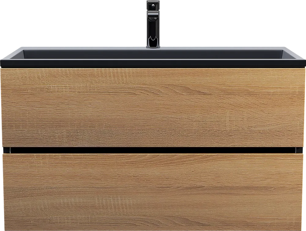 Тумба под раковину без столешницы Uperwood Barsa 100 подвесная, черная, дуб сонома Sancos — официальный сайт