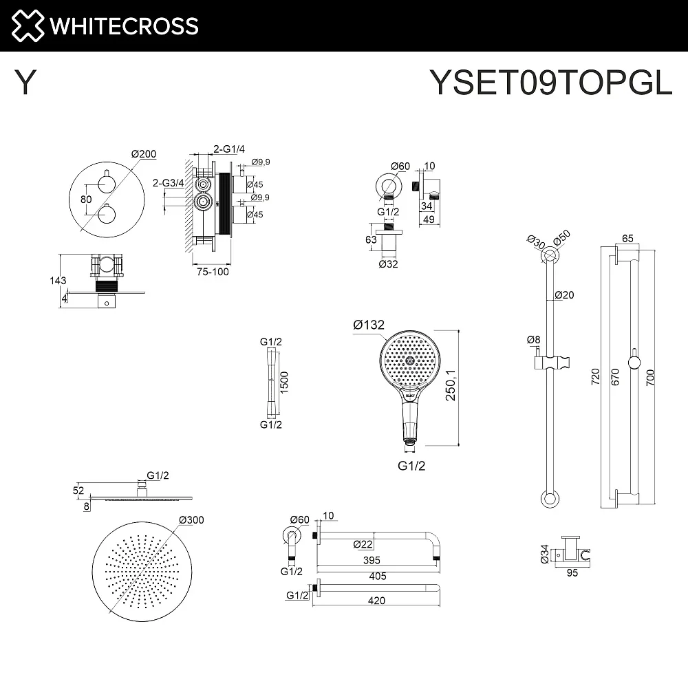 Душевой комплект WHITECROSS Y YSET09TOPGL, С ВНУТРЕННЕЙ ЧАСТЬЮ, золото Sancos — официальный сайт