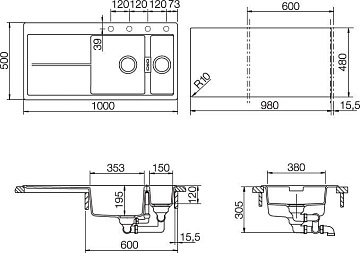 Мойка кухонная Schock Horizont 60D (D-150) Cristadur серебристый камень