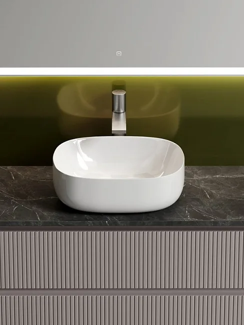 Тумба с раковиной Sancos Snob T 100 см, doha soft, столешница черный мрамор, раковина CN6018 Sancos — Оригинал