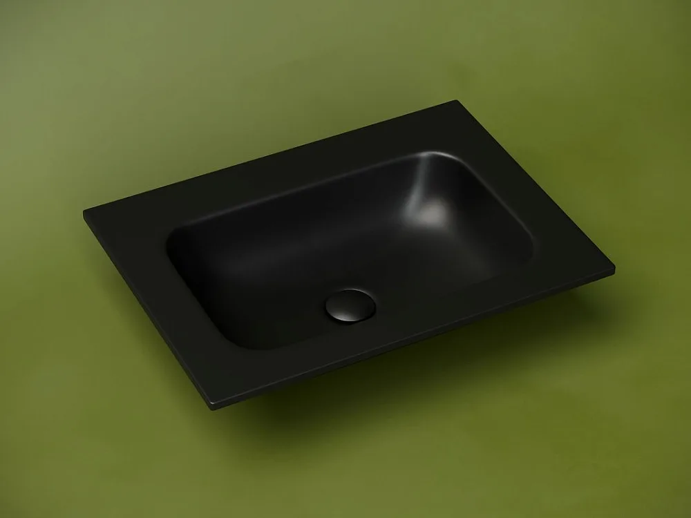 Мебельная раковина Ceramicanova Grace прямоугольная без отверстия под смеситель черная матовая 61 см Sancos — официальный сайт