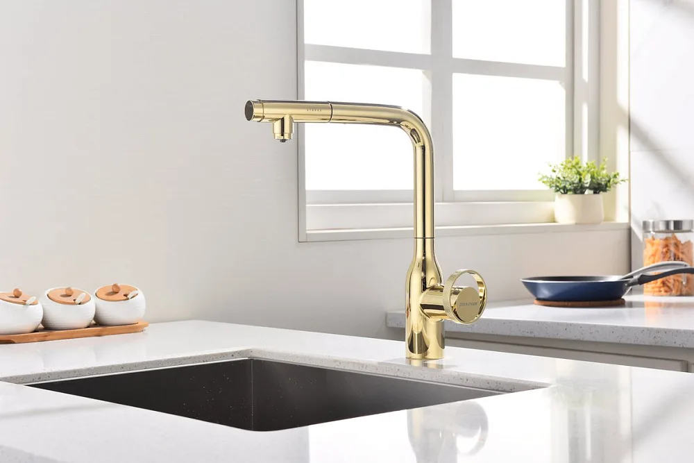 Смеситель для кухни Paulmark Urban Ur213104-G золото Sancos — официальный сайт