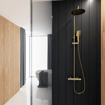 Душевая стойка Clever Up! Urban 61959, с термостатом, брашированное золото