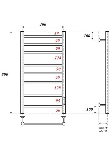 Полотенцесушитель электрический APEXTERMO Стелла ST00184WM 80x45 см, подключение справа, слева, скры