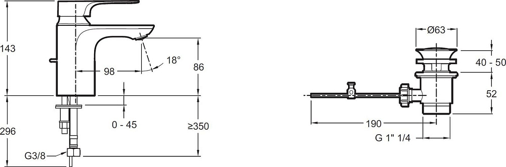 Смеситель для раковины Jacob Delafon Aleo+ E72312-CP