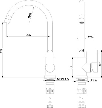 Смеситель для кухни Wonzon & Woghand WW-AE4554-BG брашированное золото