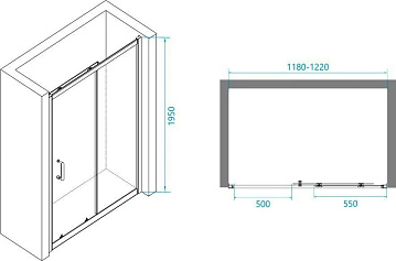 Душевой уголок RGW Passage PA-14+100 см (118-122)x100x195 профиль хром, стекло прозрачное