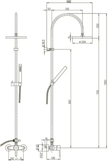 Душевая стойка Paini 92CR6891P1
