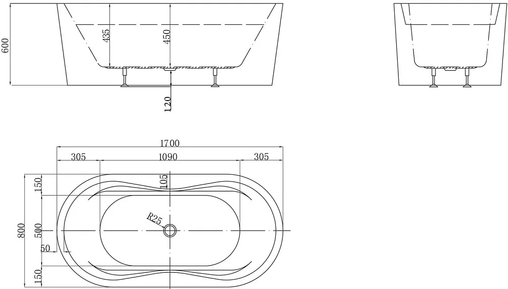 Акриловая ванна BelBagno BB407-1700-800 170x80 см, отдельностоящая, белая, овальная, на ножках Sancos — официальный сайт