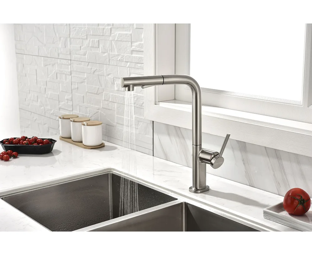 Смеситель для кухни Paulmark Neo Ne214419-BS, брашированная сталь Sancos — официальный сайт
