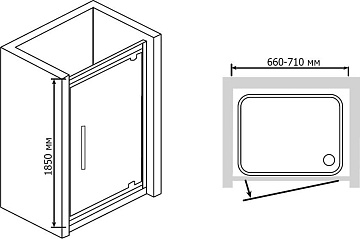Душевой уголок RGW Passage PA-05+90 см (66-71)x90x185 профиль хром, стекло прозрачное