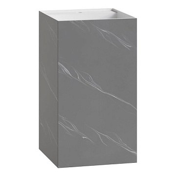Раковина Boheme Cube 802-GR Corian 48х48х85 Grey base+white veins, напольная