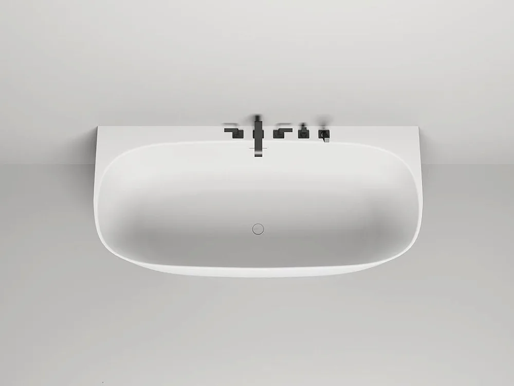 Ванна из искусственного камня Salini Sofia Wall S-Sense 180x85 см, пристенная, белая, со сливом-пере Sancos — официальный сайт