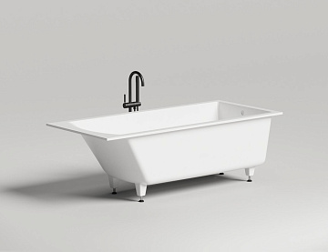 Ванна из искусственного камня Salini Cascata S-Sense 180x80 см, встраиваемая, матовая белая, на ножк
