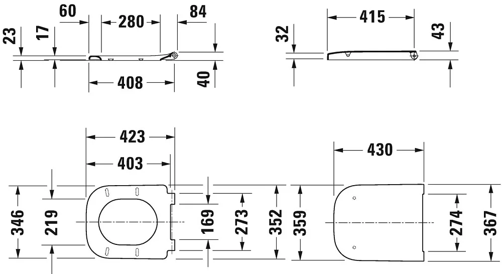 Унитаз подвесной Duravit Happy D.2 Happy D.2 2222098900 64591300 с микролифтом, безободковый, Sancos — официальный сайт