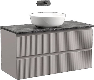 Тумба с раковиной Sancos Snob T 100 см, doha soft, столешница черный мрамор, раковина CN6013
