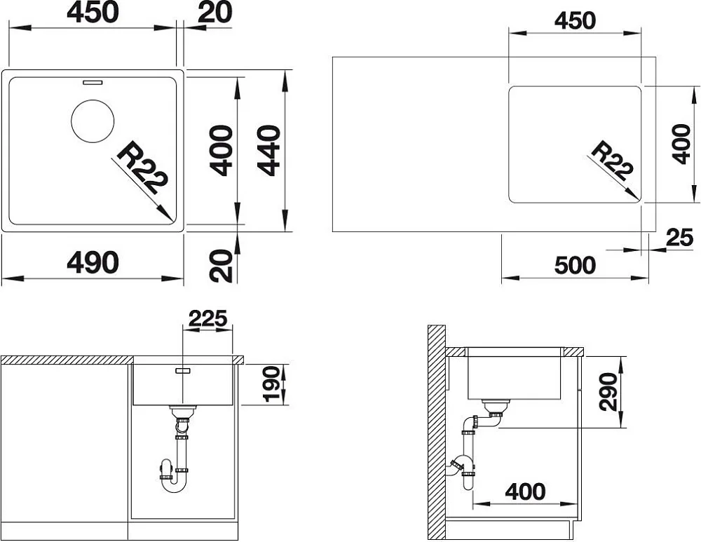 Мойка кухонная Blanco Andano 450-U Sancos — официальный сайт