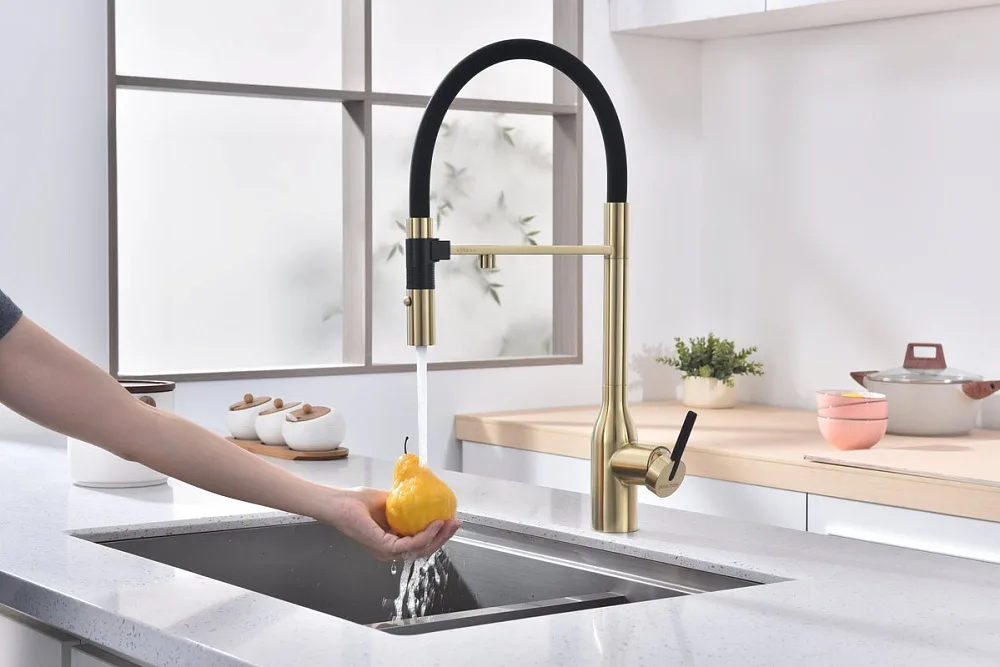Смеситель для кухни Paulmark Magneto One Ma213188-LG, светлое золото Sancos — официальный сайт