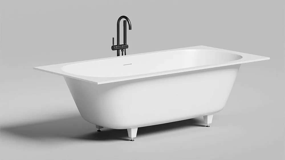 Ванна из искусственного камня Salini Ornella Axis Kit S-Sense 190x90 см, встраиваемая, белая, на нож Sancos — официальный сайт