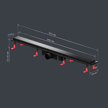 Душевой трап (лоток) AM.PM PrimeFlow Tile 90 см, черный матовый