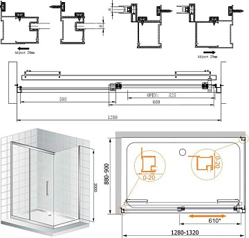 Душевой уголок Cezares Lux soft W AH1 130/90 C Cr IV