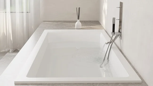 Ванна из искусственного камня Salini Cascata Kit S-Stone 180x80 см, встраиваемая, матовая белая, на  Sancos — Оригинал