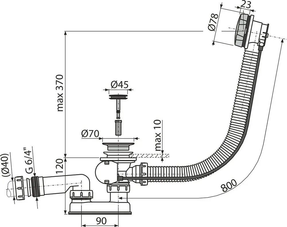 Слив-перелив AlcaPlast A55K-80-RU-01 Sancos — официальный сайт