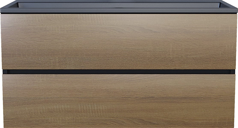 Тумба под раковину без столешницы Uperwood Barsa 90 подвесная, черная, дуб сонома