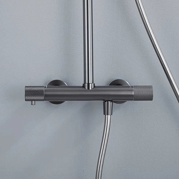 Душевая стойка Vincea Desire VSFS-1D0TGM, с термостатом, вороненая сталь