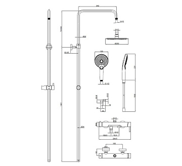 Душевая стойка AQUAme AQM8011MB, черный матовый