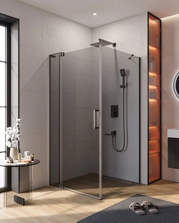 Душевой уголок Cezares Slider AH 1 100-100/110 GRIGIO GM профиль оружейная сталь, стекло серое