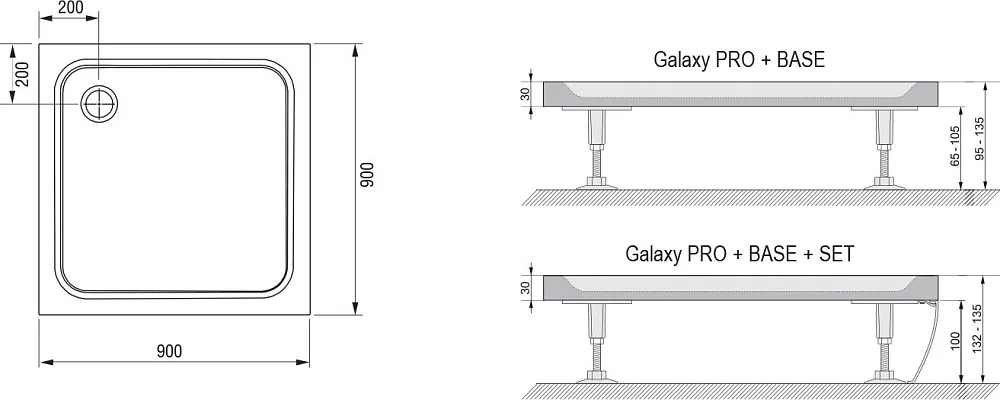Поддон для душа Ravak Galaxy Pro Chrome Perseus Pro-90 с сифоном Sancos — официальный сайт