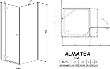 Душевой уголок Radaway Almatea KDJ 100x80 L