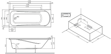 Акриловая ванна AM.PM Sense 170x70 см, W75A-170-070W-KL