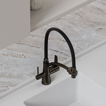 Смеситель для кухни Sancos Eri SC4001GG с гибким изливом, вороненая сталь