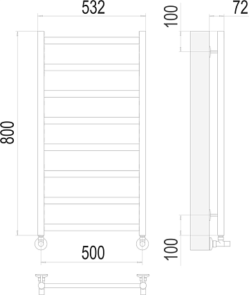 Полотенцесушитель водяной Terminus Аврора П8, 500x800