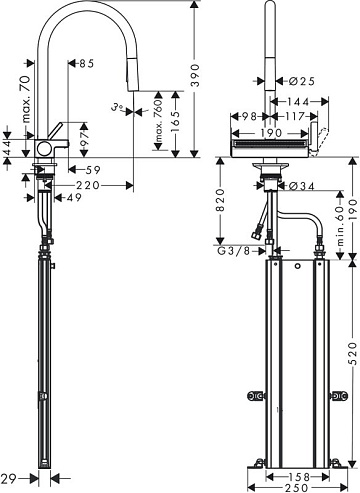 Смеситель для кухни Hansgrohe Aquno Select M81 Aquno Select M81 73831000 хром