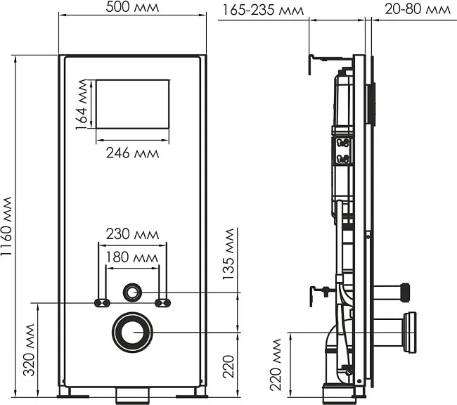 Система инсталляции для унитазов Wasserkraft Abens 20TLT.010.ME.WH.WH04, с кнопкой смыва белой Sancos — Оригинал