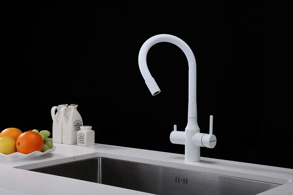 Смеситель для кухни Paulmark Salix Sa213419-WH, белый матовый, с гибким изливом Sancos — официальный сайт