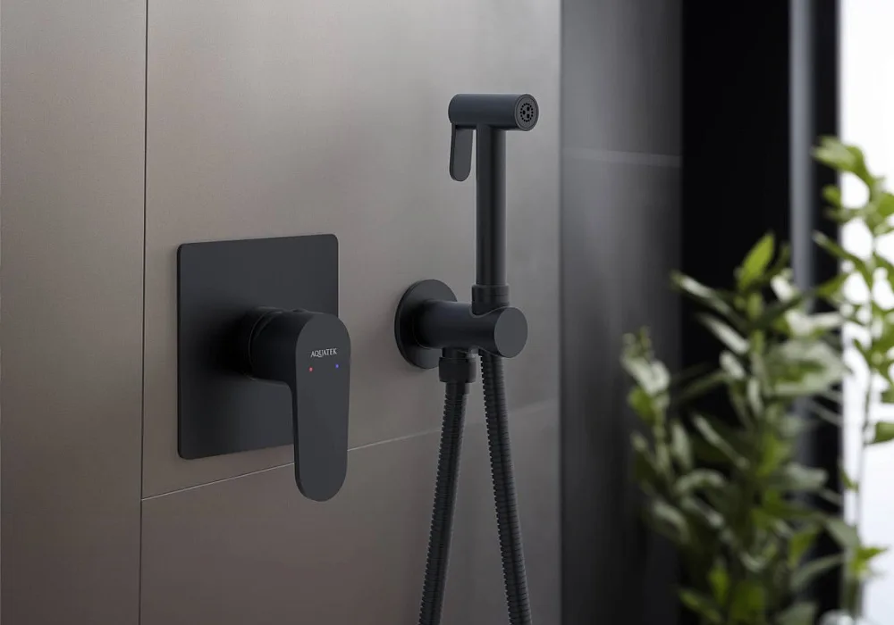 Гигиенический душ AQUATEK Оберон AQ1219MB со смесителем, С ВНУТРЕННЕЙ ЧАСТЬЮ, матовый черный Sancos — официальный сайт